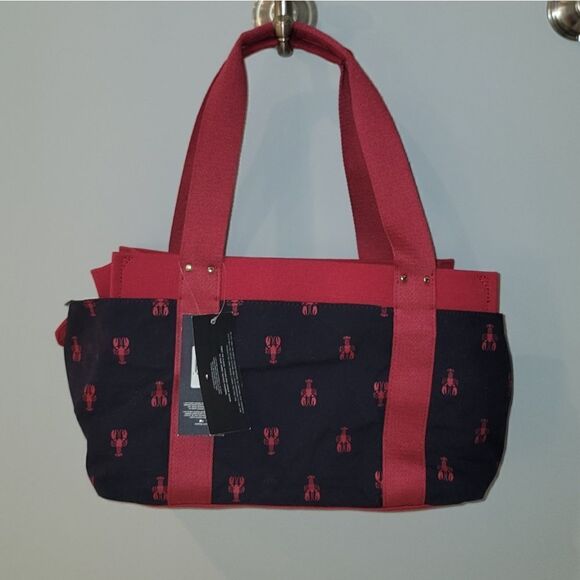 Tommy Hilfiger Lobster Canvas Multipocket Medium Iconic Tote Handbag NWT Rare - Picture 2 of 10